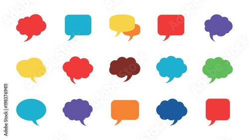 Vibrant Speech Bubbles: A collection of diverse and colorful speech bubbles, each representing different thoughts and ideas, are arranged.