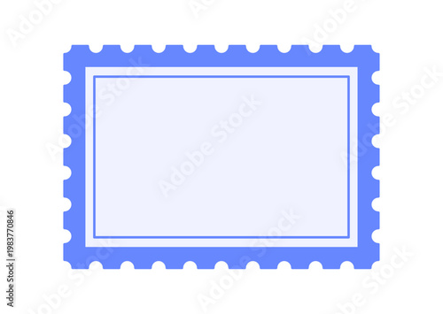 Whimsical blue doodle frame with soft rectangle border. Cute french style sketch as playful background and simple line art icon. Minimalist border suits cafe card, vintage menu or cozy invitation