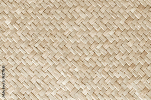 Pattern of old reed weaving mat with vintage style for background and design art work.