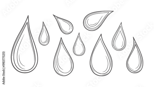 Various black and white teardrop shapes line teardrops outlines