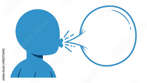 Message Transmission Illustration: A stylized illustration depicting the act of speaking or communicating, showcasing a speech bubble originating from a person's mouth. 