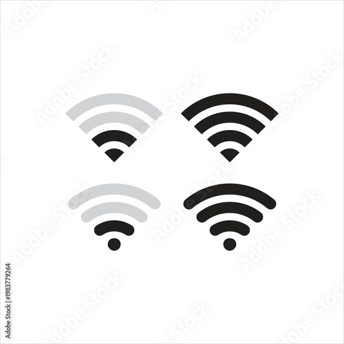 Four Wi- Fi signal strength icons in black and gray variations wifi wireless