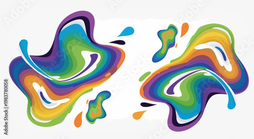 Colorful Abstract Fluid Shapes with Swirls and Splashes.