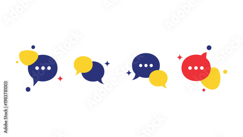 Chat Bubbles: A vibrant collection of stylized speech bubbles representing communication, ideas, and dialogue. The simple yet eye-catching design lends itself to a variety of applications.