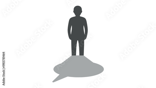 Figure in Thought: A stylized silhouette of a person standing atop a thought bubble, symbolizing introspection, contemplation, and the internal dialogue.