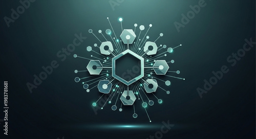Abstract Digital Network Hexagon Molecular Node Technology.