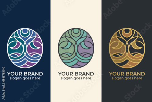 An artistic logo design featuring abstract geometric shapes, perfect for a modern brand looking for a unique identity. It conveys sophistication and creativity.