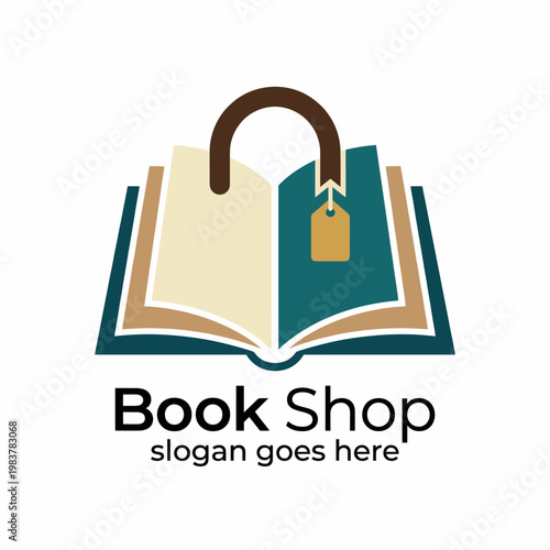 This logo features an open book with a bookmark, encapsulating the essence of knowledge and learning, perfect for book shops or educational platforms.