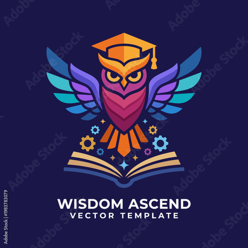 This imaginative owl logo, adorned with a graduation cap, symbolizes wisdom and knowledge, tailored for educational institutions or tutoring services.