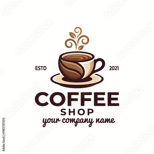 This logo showcases a warm and inviting coffee cup design, highlighted by steam, emphasizing comfort and community, ideal for coffee shops or cafés