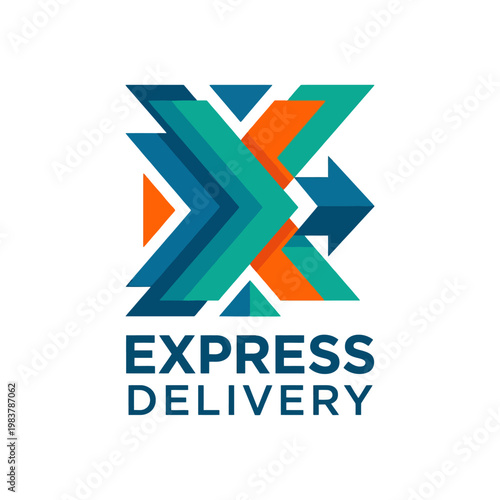 The express delivery logo features bold, geometric shapes and colors to convey speed, efficiency, and reliability for shipping solutions.