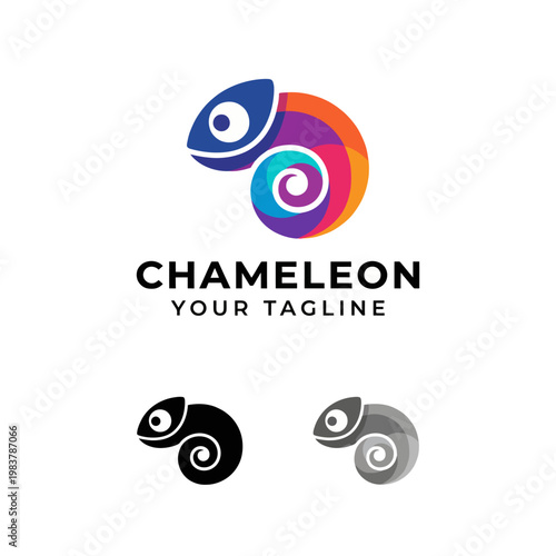 Slika na platnu This eye-catching chameleon logo symbolizes adaptability and transformation, perfect for brands that value innovation and flexibility in their services
