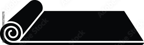 Black yoga mat, rolled up mat, exercise mat, fitness equipment, gym accessory