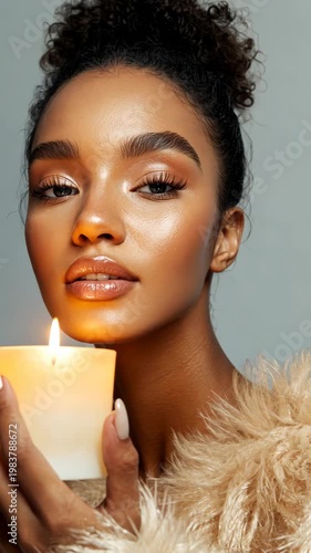 Enchanting beauty illuminated by candlelight: elegant expressions and warm glow