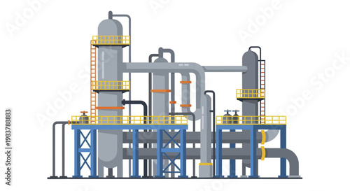 Industrial Chemical Plant with Complex Piping and Towers.