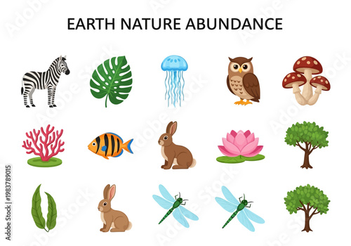 Diverse Collection of Flora and Fauna Illustrating Nature's Richness and Abundance