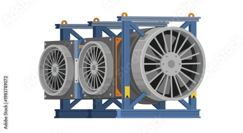 Industrial Cooling Unit with Multiple Fans for Heavy Machinery.