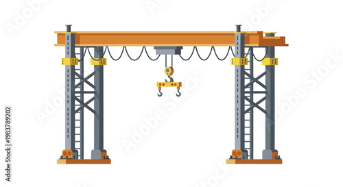 Bild auf Leinwand Industrial Gantry Crane with Hook and Lifting Mechanism.