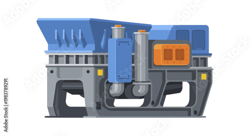 Industrial Machine Equipment Blue and Gray Heavy Duty Construction.