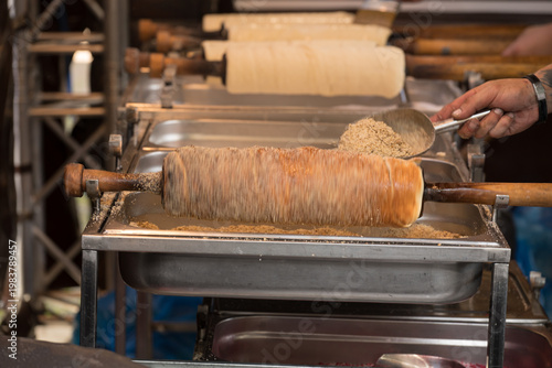  Kürtőskalács, also known as chimney cake, a traditional spit cake pastry originating from Hungarian-speaking regions in Romania and Hungary. 
