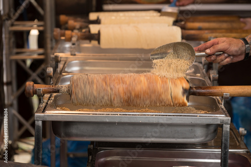  Kürtőskalács, also known as chimney cake, a traditional spit cake pastry originating from Hungarian-speaking regions in Romania and Hungary. 