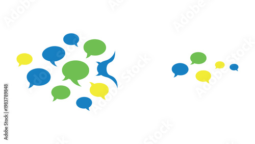 Communication cloud: A vibrant collection of speech bubbles floats across the space, symbolizing the constant flow of ideas, thoughts, and dialogues.