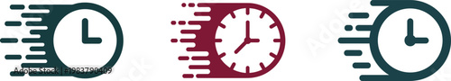 Fast delivery time concept with speed clock icons, modern flat vector illustration of deadline urgency and rapid service isolated background