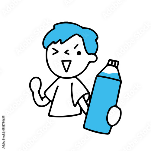 水分補給をすすめる男性のイラスト
