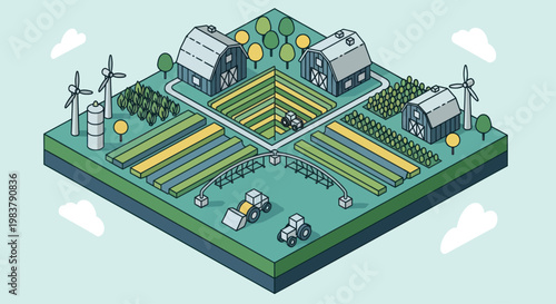 Modern Smart Farm with Sustainable Technology and Agriculture.