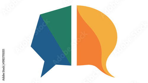 Dialogue Cloud: An abstract, graphic rendering of a speech bubble, split into colorful sections. The visual embodies communication, conversation, or thought-sharing in a clear and modern way.