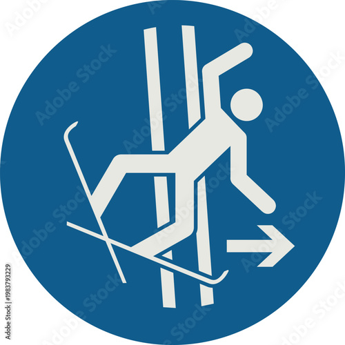 Simbolo di obbligo di lasciare immediatamente la pista di traino in caso di caduta, Simbolo M035