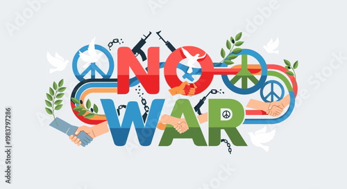 No War Peace Symbol Hands Unity Dove Gun Violence Prevention Concept