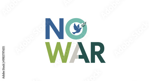 No War Text With Dove Symbol of Peace