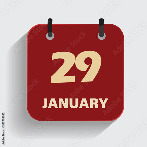calendar icon showing twentyninth of january on red background for winter schedule and event planning