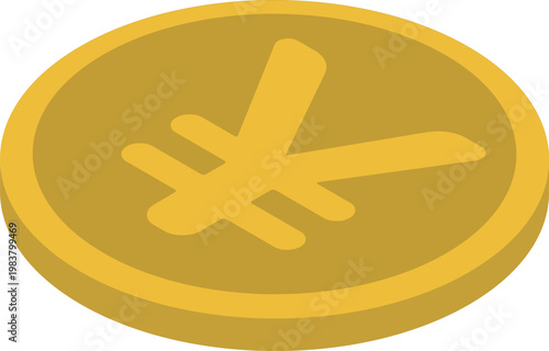 シンプルなコインのアイソメイラスト（日本円）