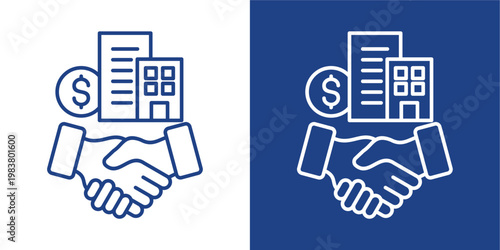 Business Acquisition Blue And White Icon Style Collection