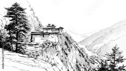 Serene Mountain Monastery Surrounded by Nature's Tranquility