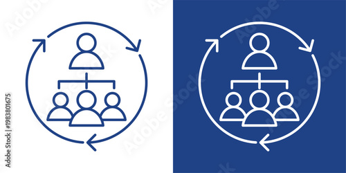 Business Restructuring Blue And White Icon Style Collection