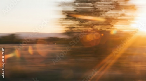 Golden Hour Motion Blur Over Rural Landscape.