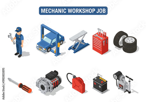 Mechanic Workshop Job Tools, Equipment, and Vehicle Repair Services