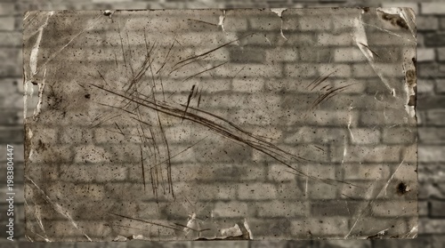 Weathered brick wall with cracks and creeping vines.
