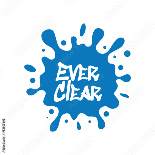 Fresh blue water splash logo with ever clear typography for mineral water and hygiene branding