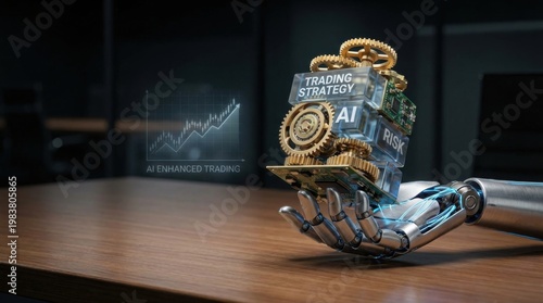 Robot holding a clock symbolizing timeliness and strategic planning in automated trading operations and decisions