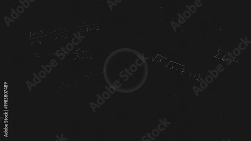 Vertical video: Ring brightening and expanding on chalkboard, revealing math education content