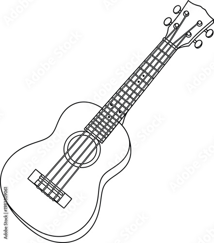 Line drawing of a ukulele with string instrument musical instrument four string instrument acoustic