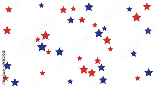 Red and blue stars scattered across a white background, celebrating the 4th July, independence day