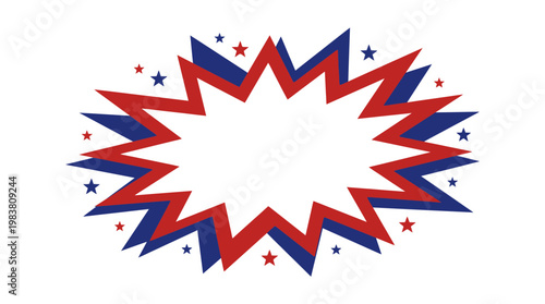 Dynamic starburst graphic for celebrating 4th July independence, perfect as a vibrant sale layout or special announcement background
