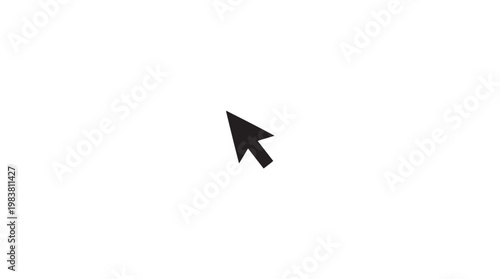 Minimalist black mouse cursor arrow vector, digital computer pointer icon on white background, simple interface navigation element for web design
