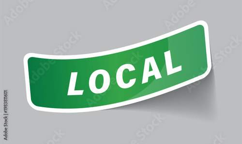 green local sticker label with curved design for regional products and community business marketing promotion