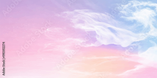 A beautiful abstract nature background featuring the sun and sunlight filtering through pink clouds in a clear blue summer sky for a high-quality outdoor atmosphere